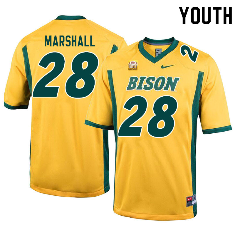 Youth #28 TK Marshall North Dakota State Bison College Football Jerseys Sale-Yellow